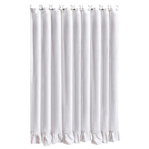 Washed Linen Ruffled Shower Curtain, White