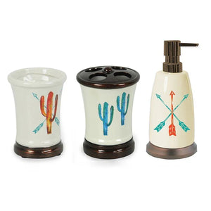 Cactus 8PC Bath Accessory and Cream Towel Set