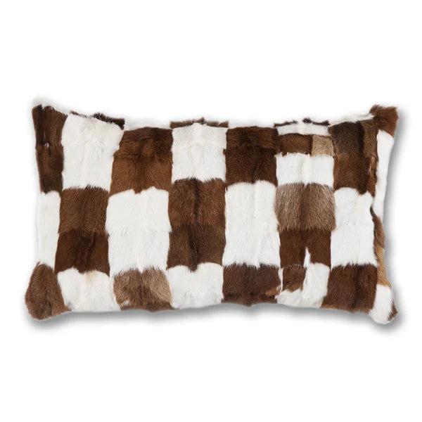 Checkered Goat Hide Lumbar Pillow
