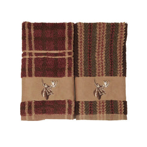Embroidered Moose 3PC Towel Set, Stripe