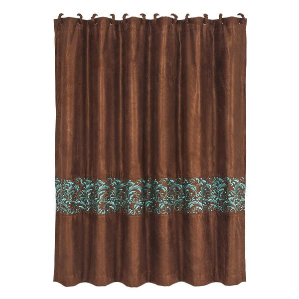 Wyatt Copper & Turquoise Scrollwork Shower Curtain