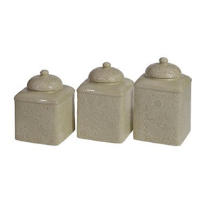 DII White Matte Dimple Texture Ceramic Canister (Set of 2 DII White Matte Dimple Texture Ceramic Canister (Set of 2