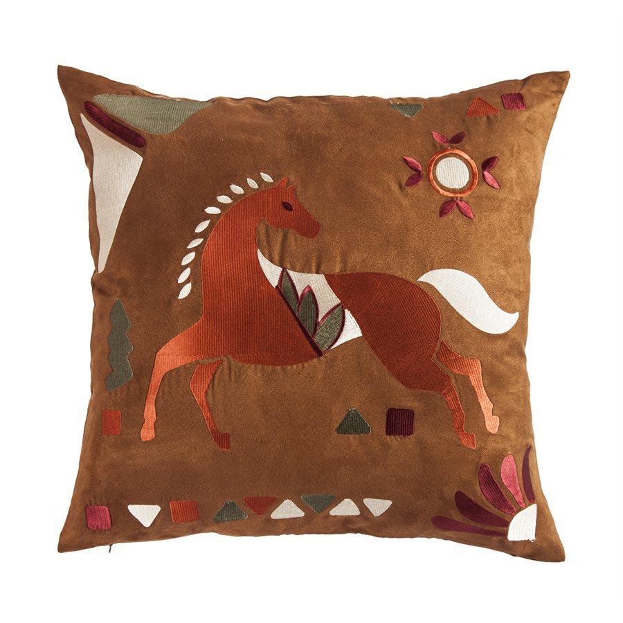 Solace Embroidered Horse Accent Pillow