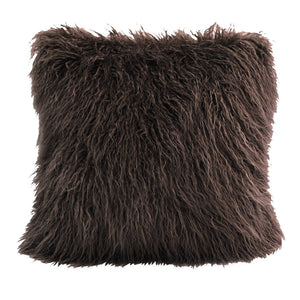 Chocolate Mongolian Lamb Fur Pillow