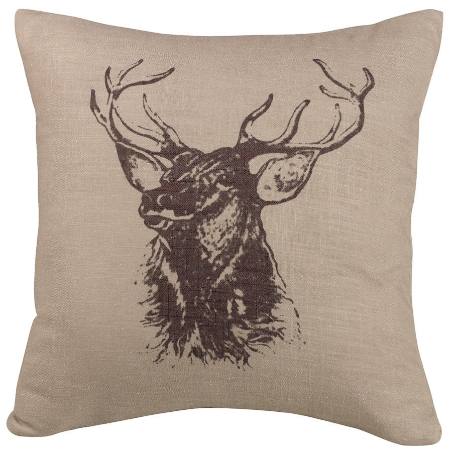 Elk Burlap Throw Pillow