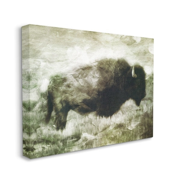Buffalo in Distressed Rustic Field Country Animal Canvas